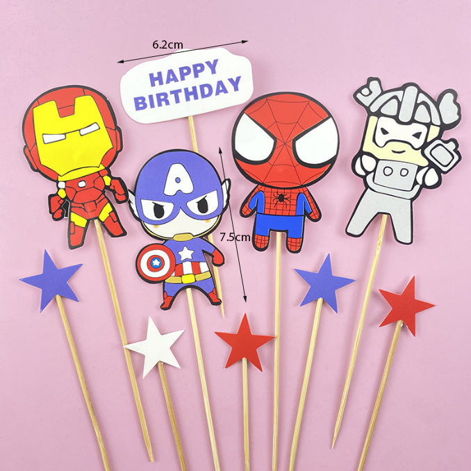 Avengers 6pcs figurine set Captain america iron man thor batman spiderman superman toy figure cake topper