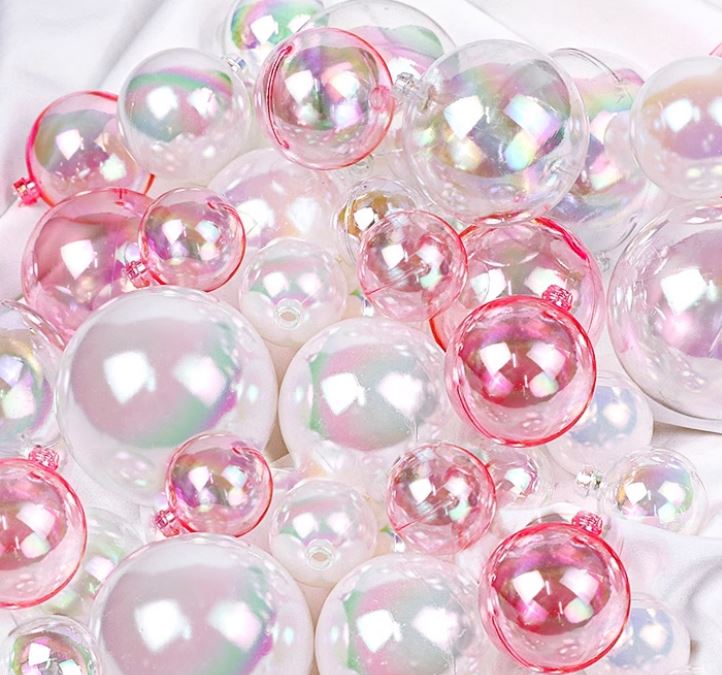 3pcs Frosted Balls Clear Cake decorating Ball Pink Topper