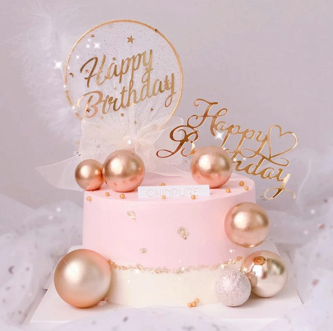 (1-4cm) Gold ball cake decorating balls sphere colour cake topper