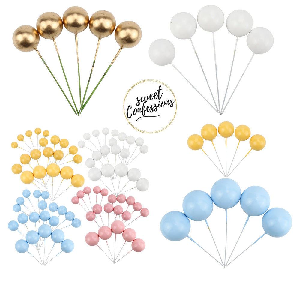 (1-4cm) Gold ball cake decorating balls sphere colour cake topper