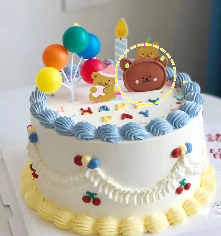 (Toppers) Bear & balloon party children day kids birthday cake decoration topper