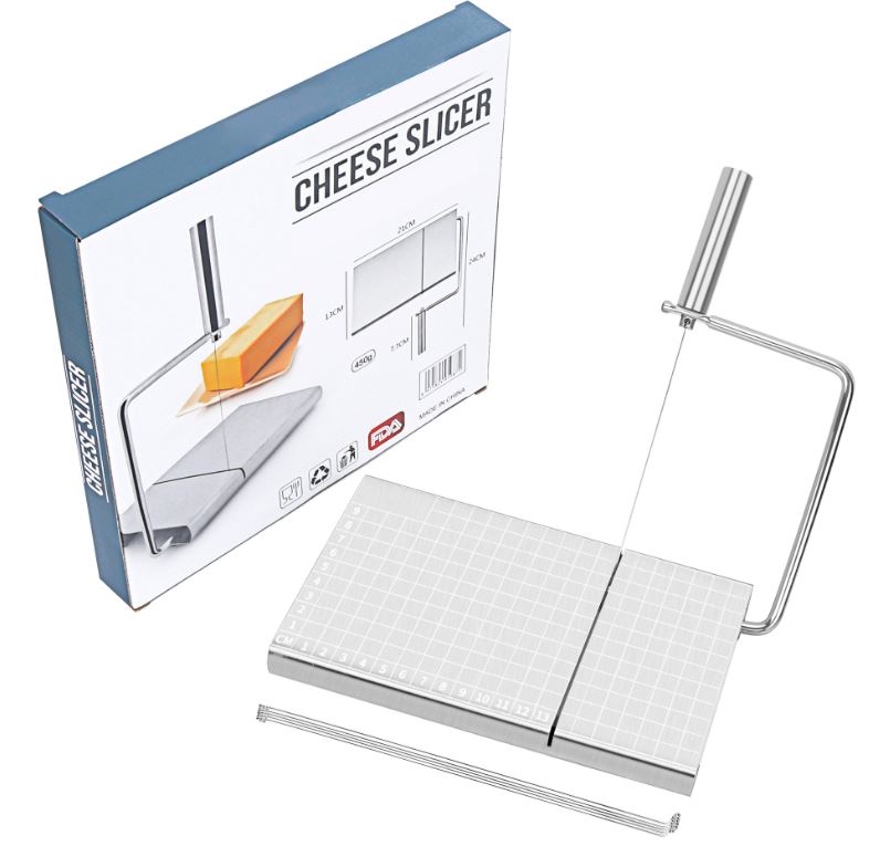 Cheese slicer cutting wire tool board with grid rule wire cutter