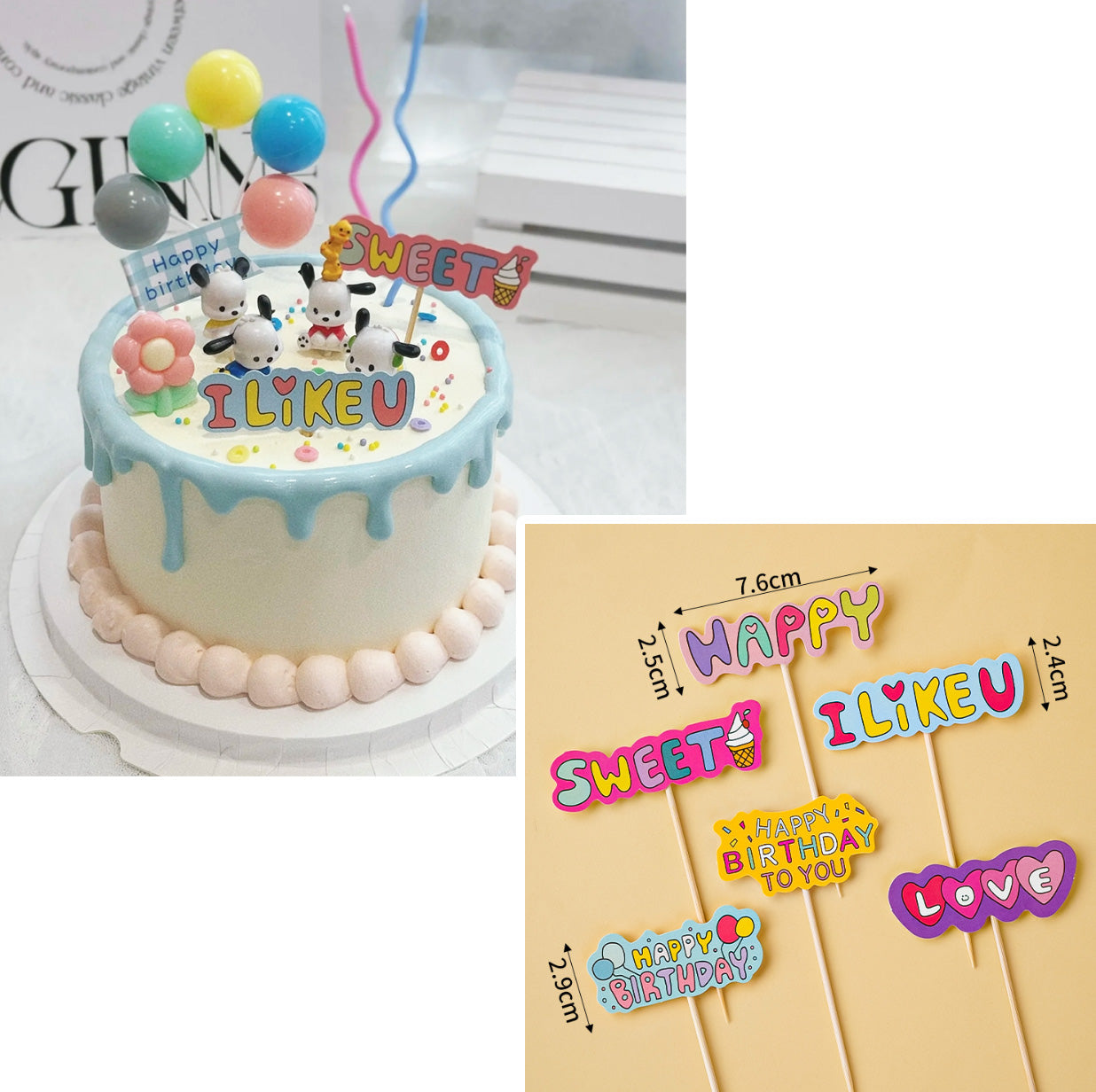 Pochacco Figurine Cake Topper Cupcake Decoration