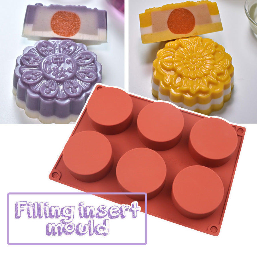 Mooncake filling mold round disc lava mousse silicone mould hole small cake baking pan silicon mold