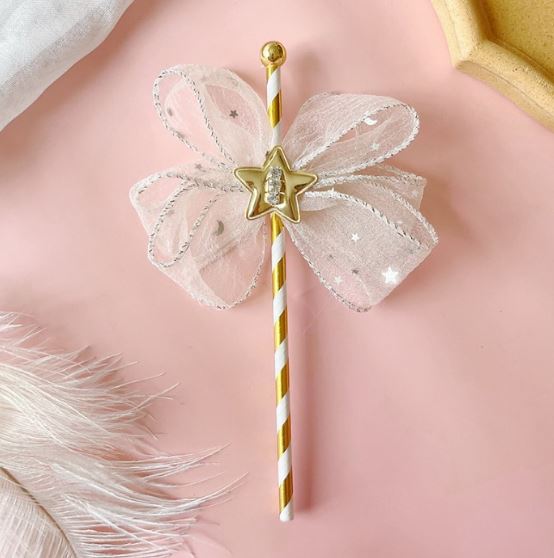 Fairy Wand silver gold pink cake topper princess cake decoration