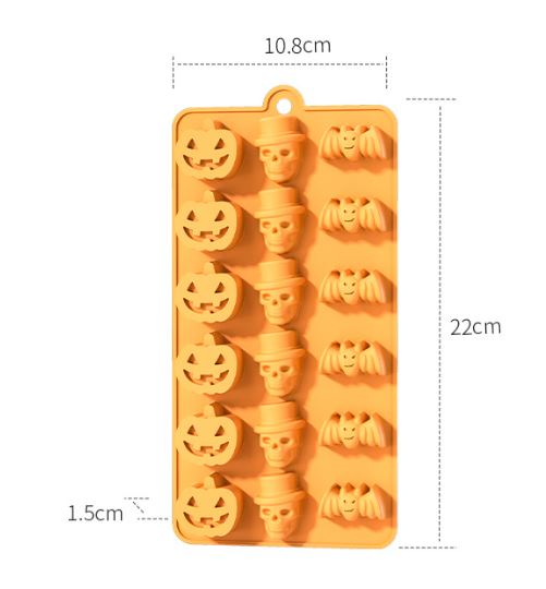 Halloween pumpkin ghost witch skeleton bat silicone jelly mould cake baking tray silicon mold