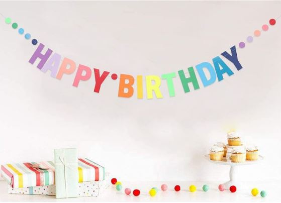 Happy birthday wall bunting flag decoration for party colourful event