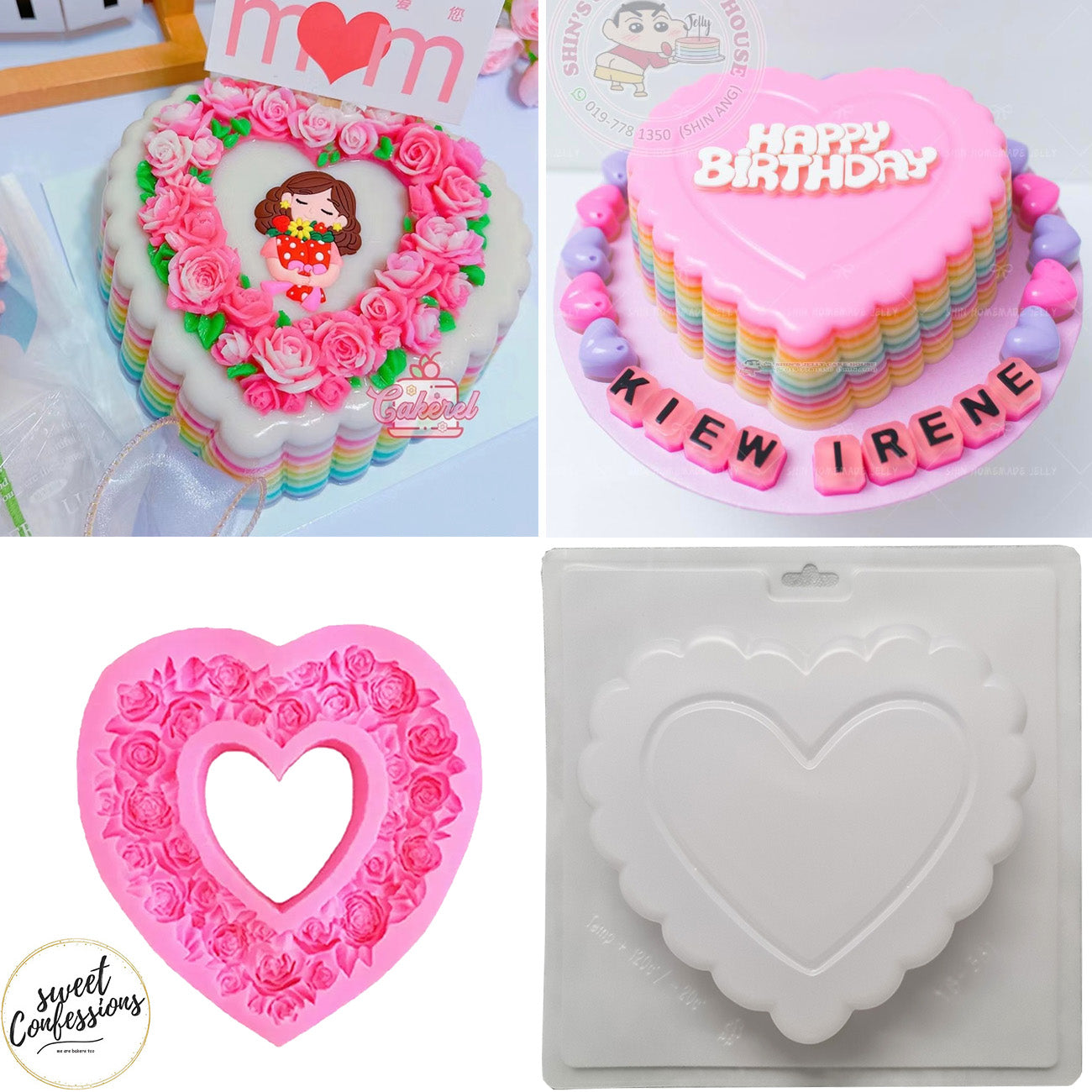 8 inch Heart jelly mould plastic pinata valentine love shape cake mold