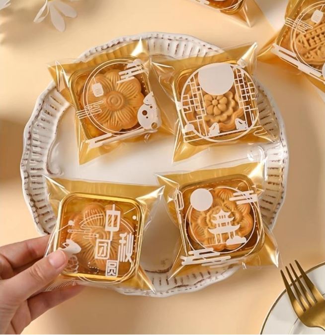 🔥Self adhesive sealing wrapper mooncake bag plastic bag cookie gift packaging