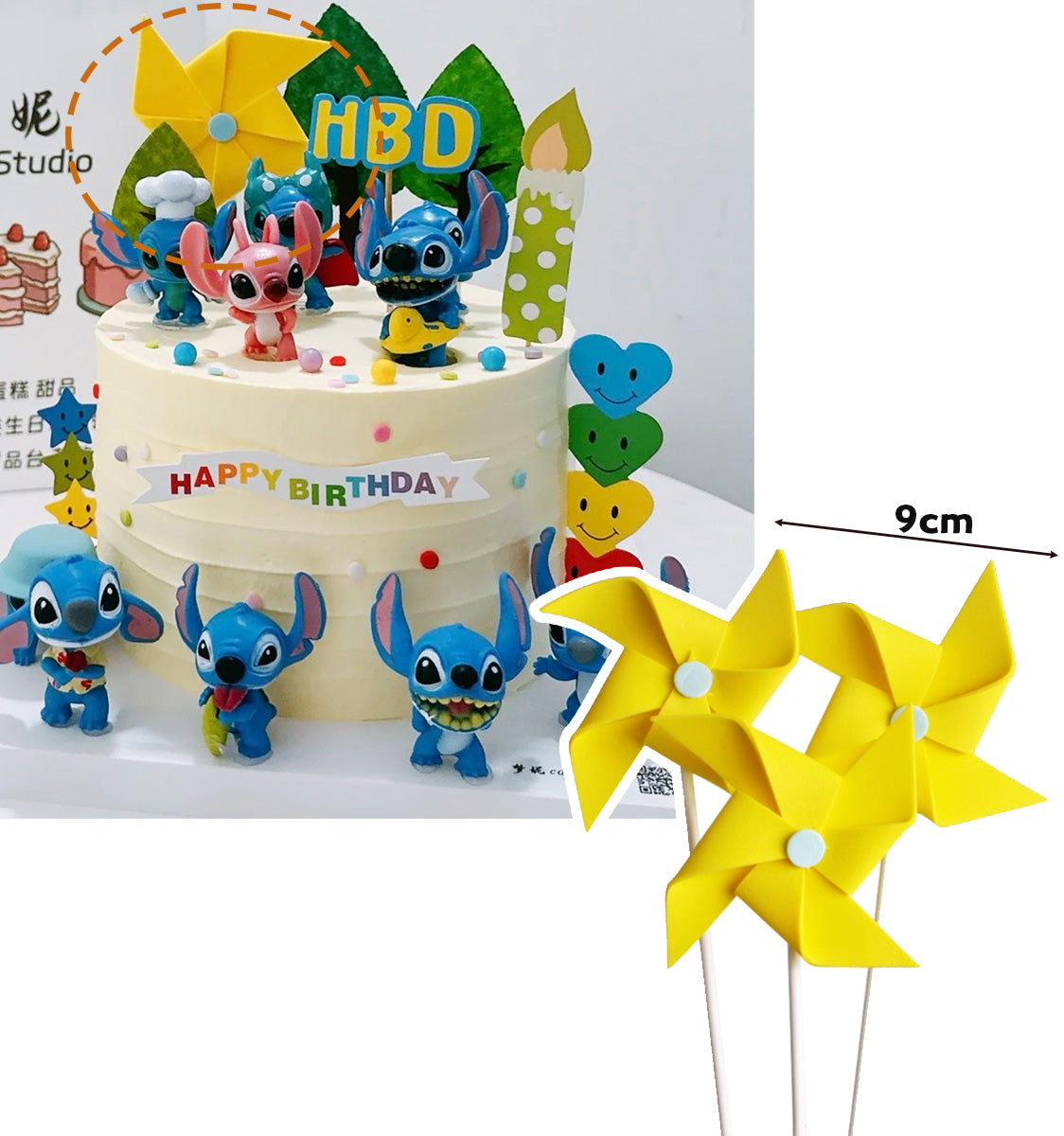Lilo & Stitch Cake Topper Figurine Cake Decoration Forest Fern Paper Card