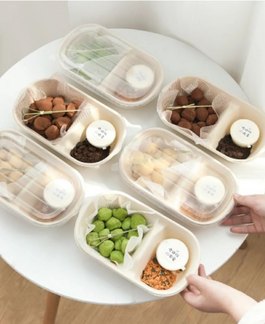 (10pcs) 2 cavity mochi box muah chee bento box recyclable eco-friendly packaging