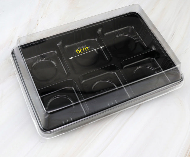 (10pcs) mini tart tray mooncake box cake brownie box disposable food tray 4 compartment packaging box fruit tart box