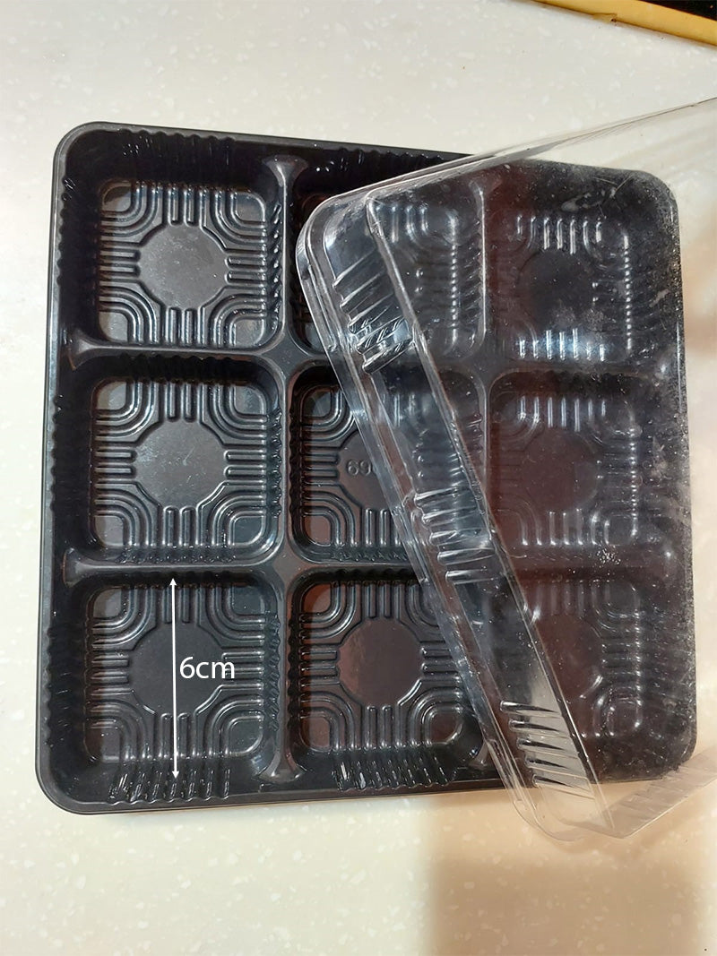(10pcs) mini tart tray mooncake box cake brownie box disposable food tray 4 compartment packaging box fruit tart box