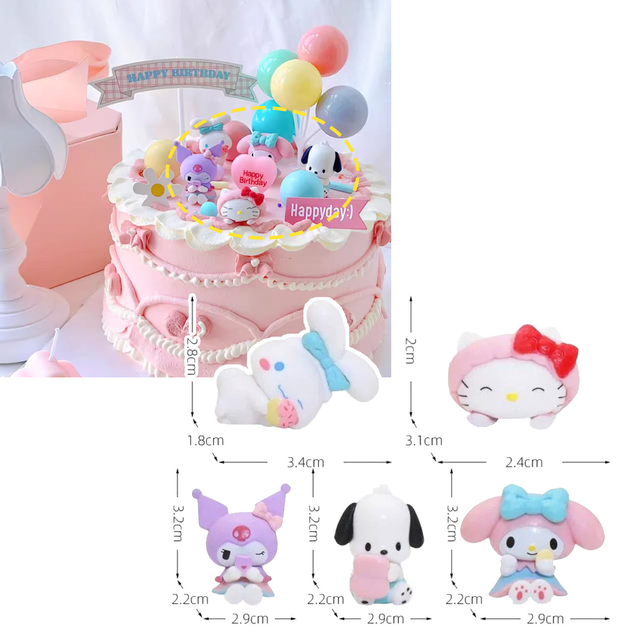 Pochacco Figurine Cake Topper Cupcake Decoration