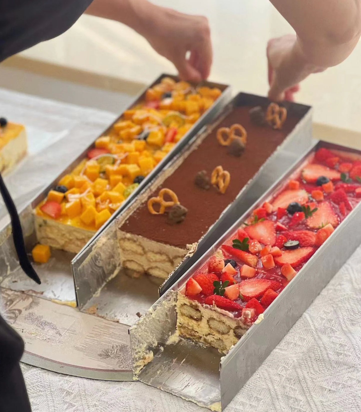 Long Tiramisu Cake Pan rectangle aluminium stainless steel baking tray
