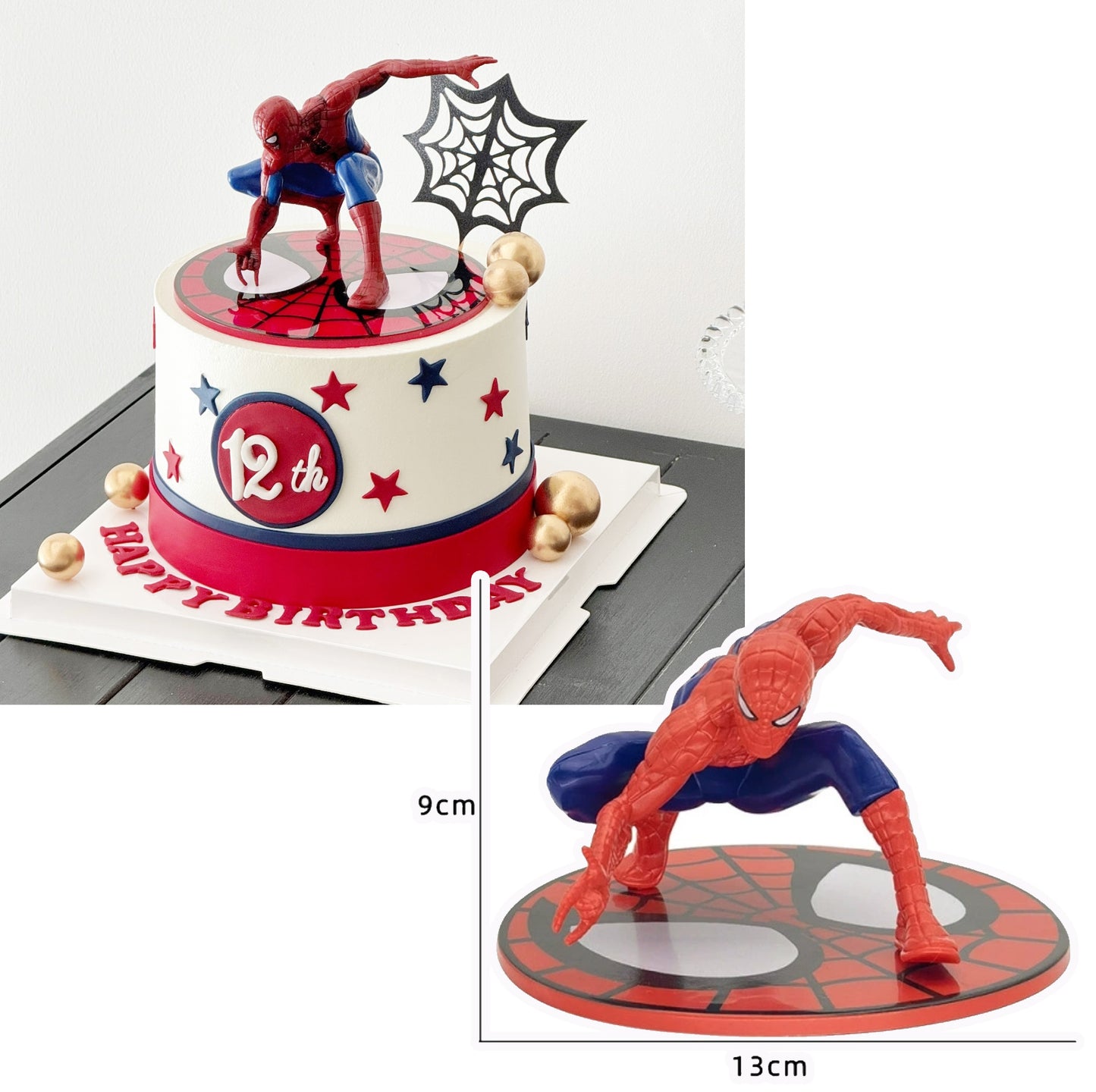 [SG seller] Spiderman marvel avengers figures for decorating kids birthday cake topper spider black web topper