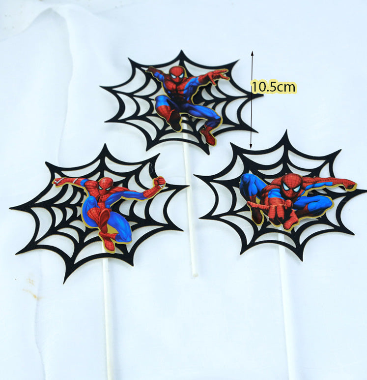 [SG seller] Spiderman marvel avengers figures for decorating kids birthday cake topper spider black web topper