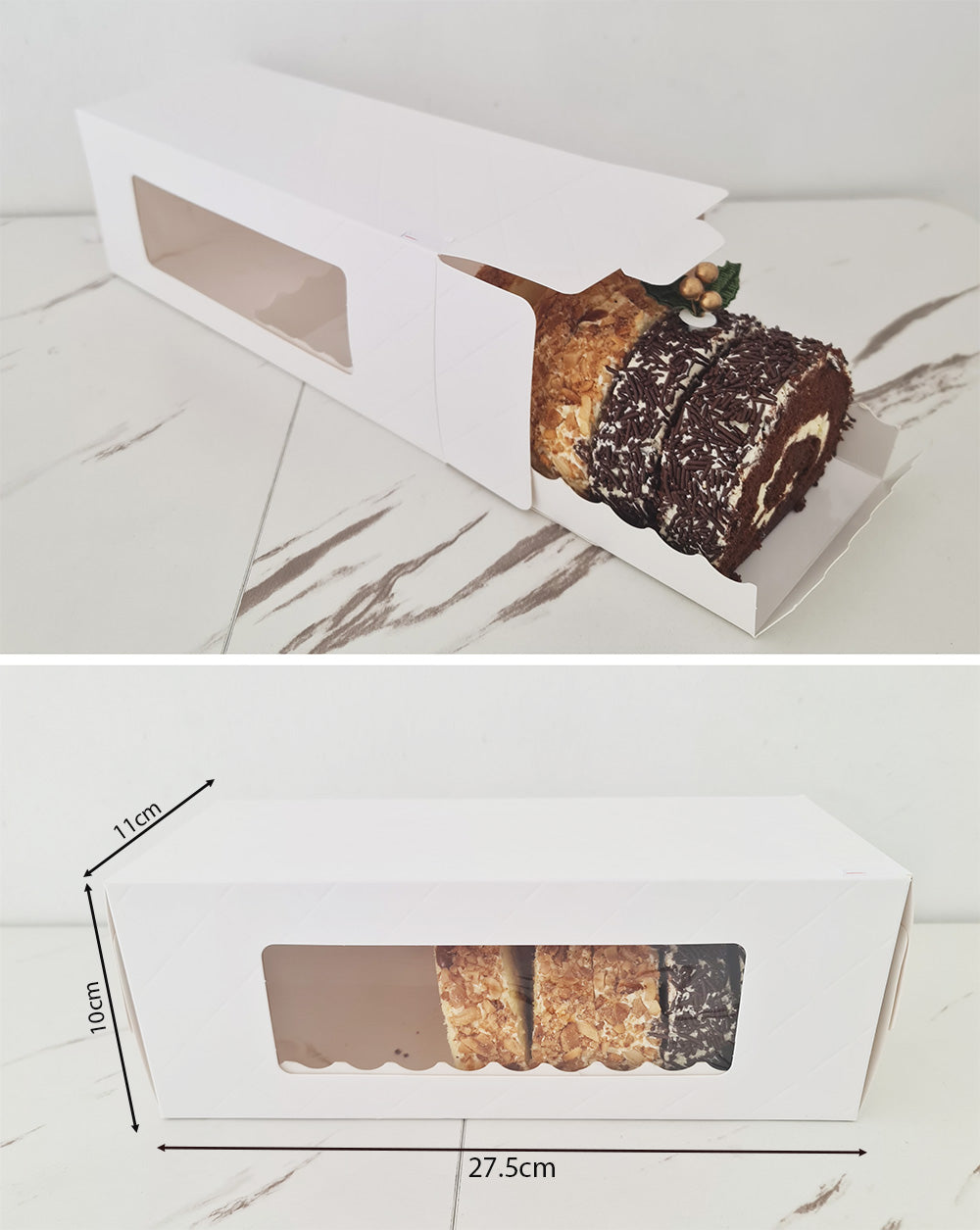 White Swiss Roll Box 27cm roll cake box – Sweet Confessions