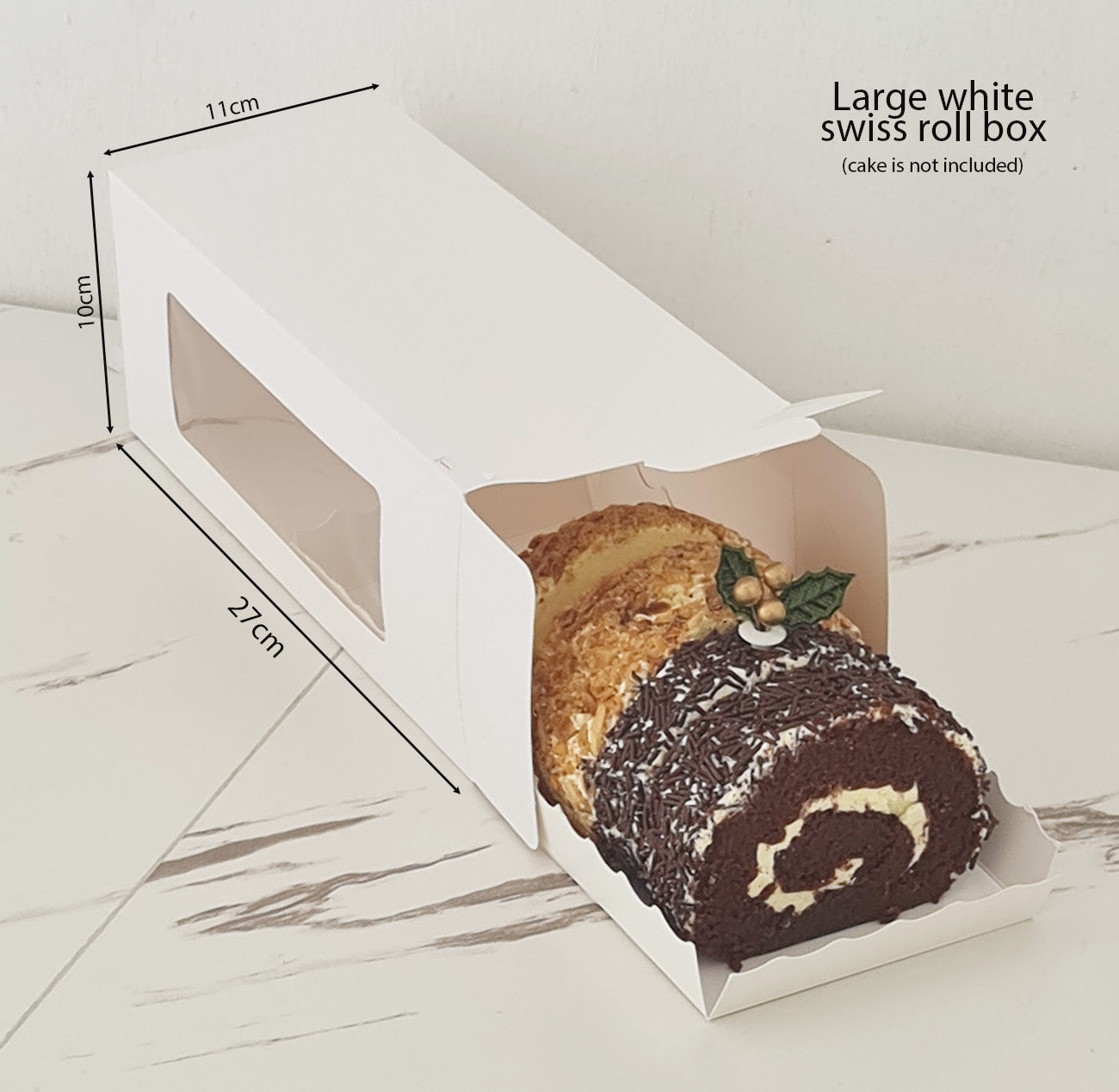 White Swiss Roll Box 27cm roll cake box – Sweet Confessions