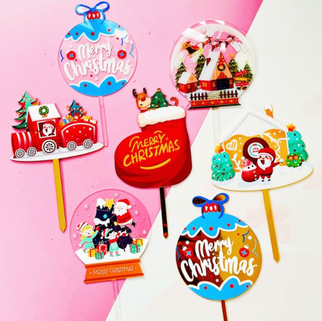 Christmas Cake Topper Snow Globe Cake decoration