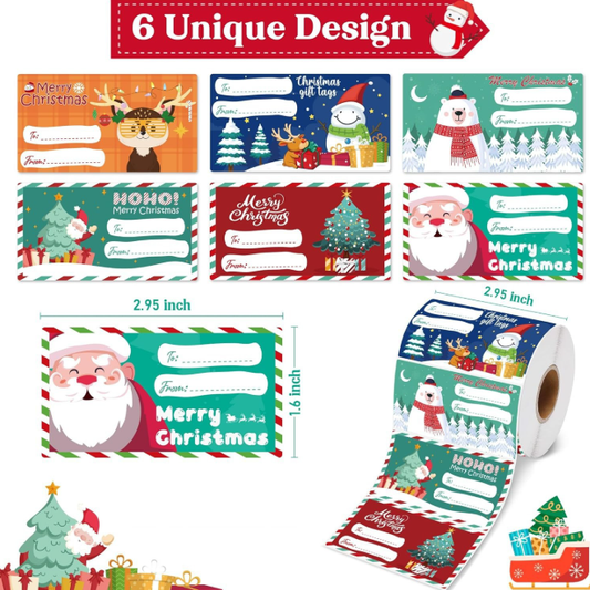 200pcs Christmas Stickers Xmas labels Gift Tag