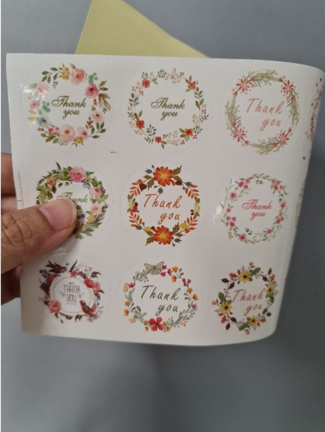 105pcs Thank you stickers baked goods package decoration label brownie cookie gratitude handmade with love sticker