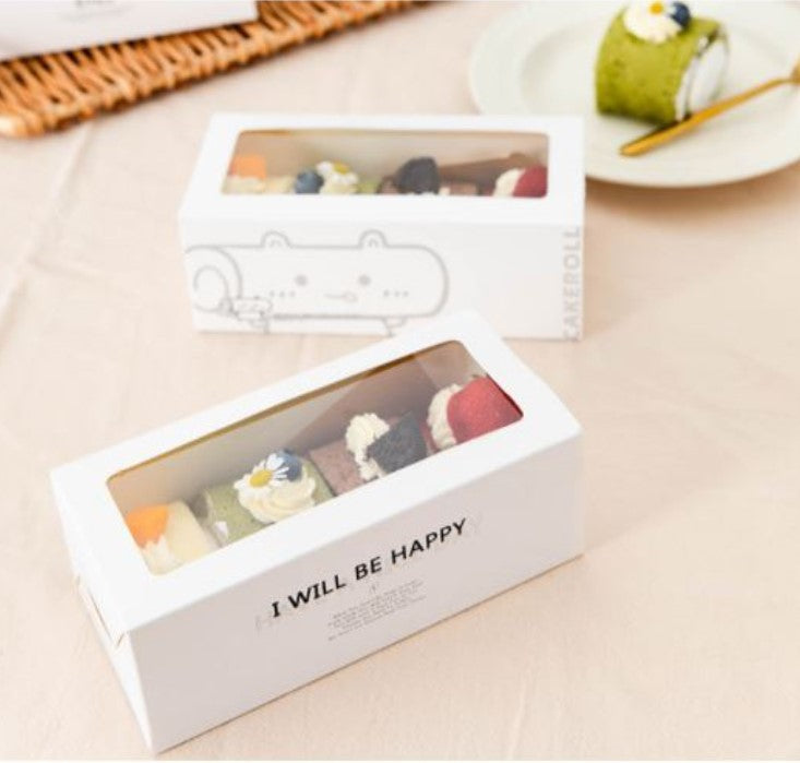 🇸🇬10pcs swiss roll box - log cake box - packaging tray box - napkin roll tray gift box