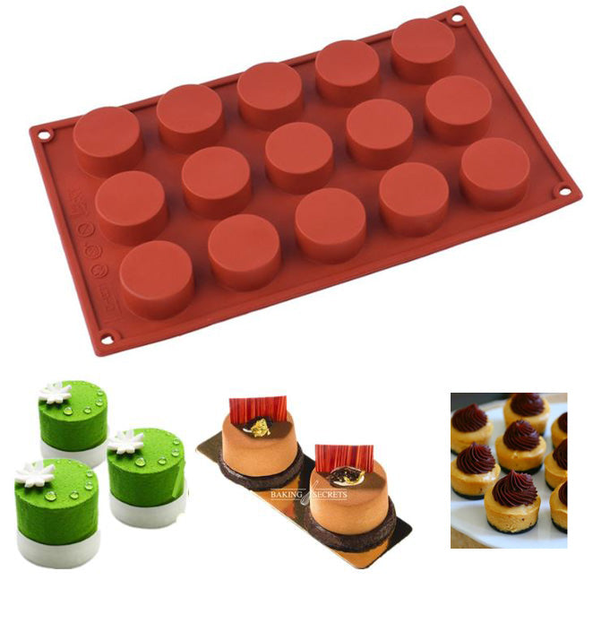Mooncake filling mold round disc lava mousse silicone mould hole small cake baking pan silicon mold