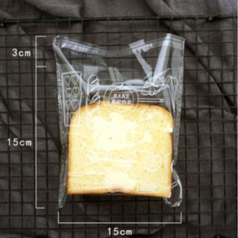 100pcs bun wrapper cookie bag bread storage bag plastic transparent bag adhesive wrappers