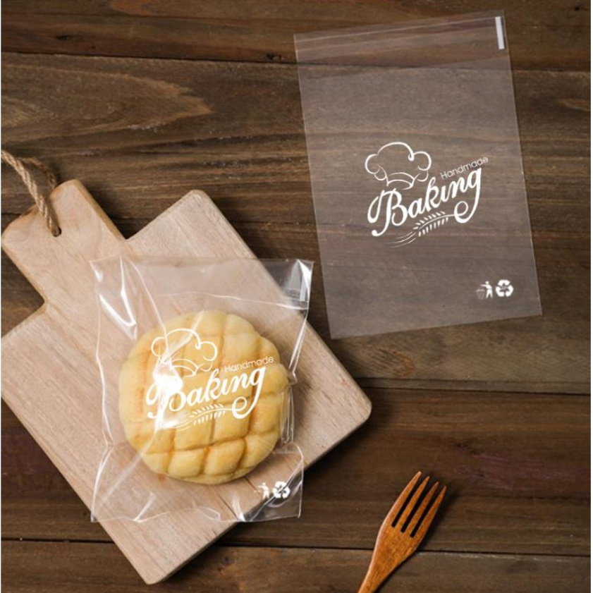 100pcs bun wrapper cookie bag bread storage bag plastic transparent bag adhesive wrappers