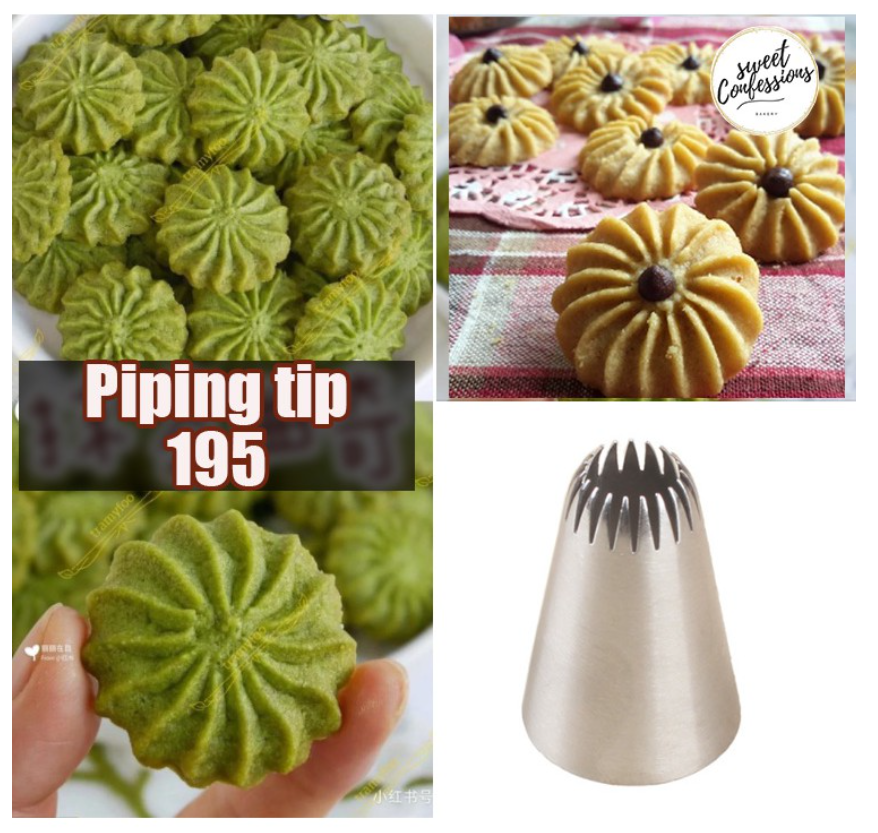 🇸🇬 Cookie Piping tip 195 for floral sunflower piped cookie seamless meringue kisses piping nozzle