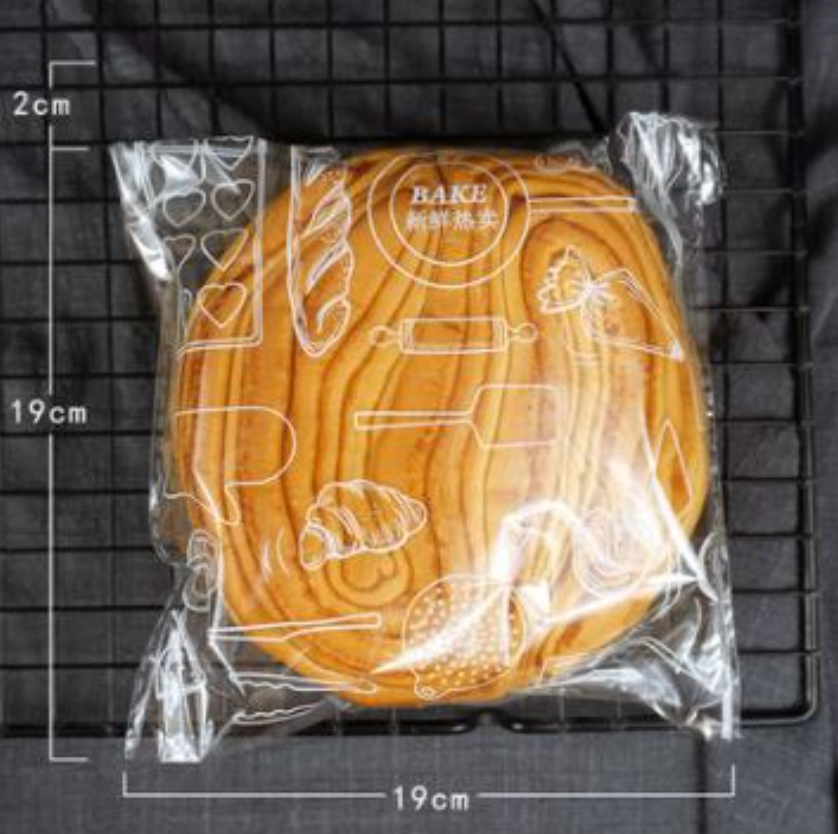 100pcs bun wrapper cookie bag bread storage bag plastic transparent bag adhesive wrappers