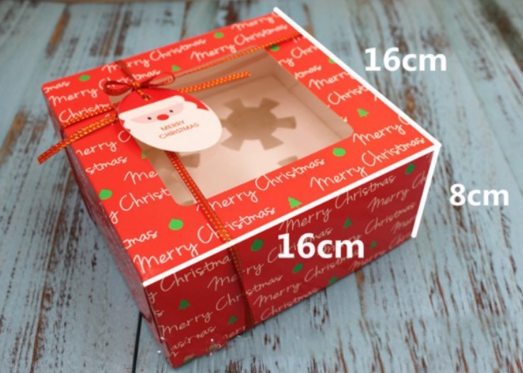 Gift box - christmas packaging box cupcake box puff pastry cookie box xmas cake box gift boxes red green