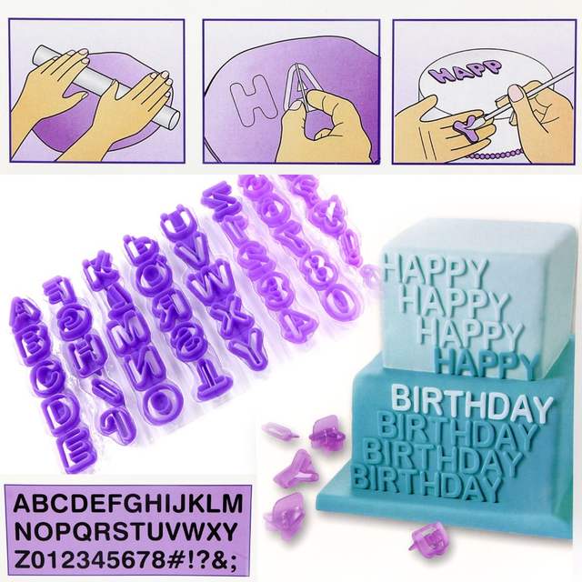 40pc alphabet cut-outs set letters cookie cutter fondant cutters numbers mould