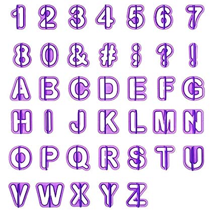 40pc alphabet cut-outs set letters cookie cutter fondant cutters numbers mould