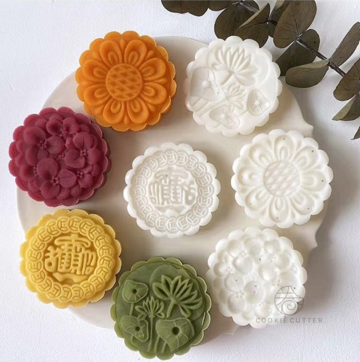 4 pattern 125g mooncake mould presser mould lotus 招财进宝月饼模