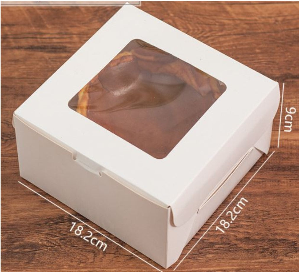 White Cake box 7 / 8 /10 inch white transparent window single layer cake boxes