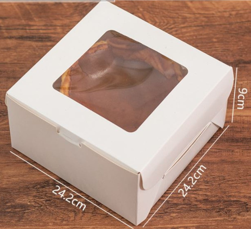 White Cake box 7 / 8 /10 inch white transparent window single layer cake boxes