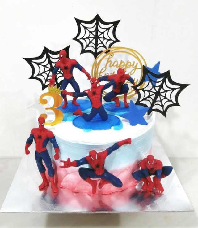 7pcs Spiderman marvel avengers figures for decorating kids birthday cake topper spider black web topper