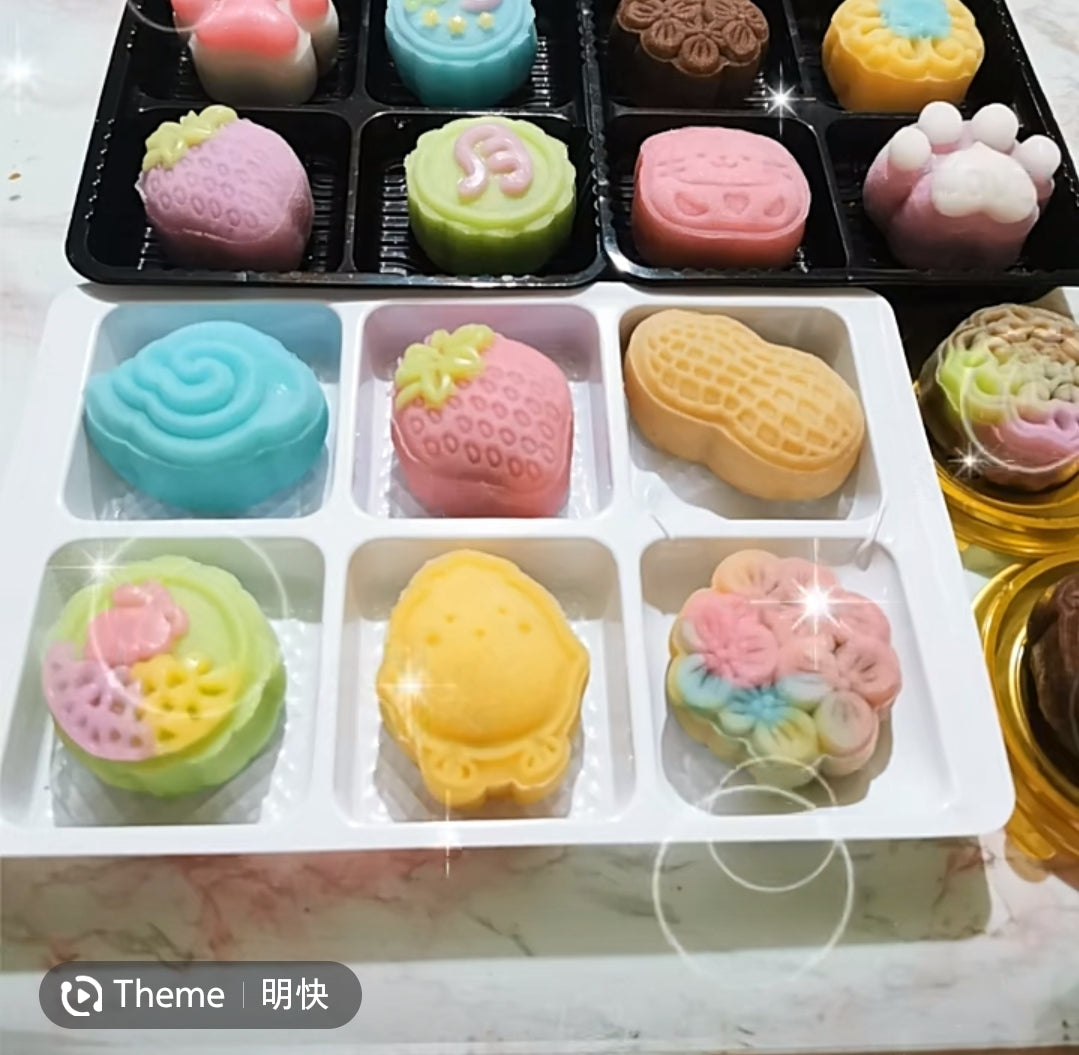(Free Tray) Mooncake box Red Pink 4 cavity 6 slot 8 mooncake plastic packing gift