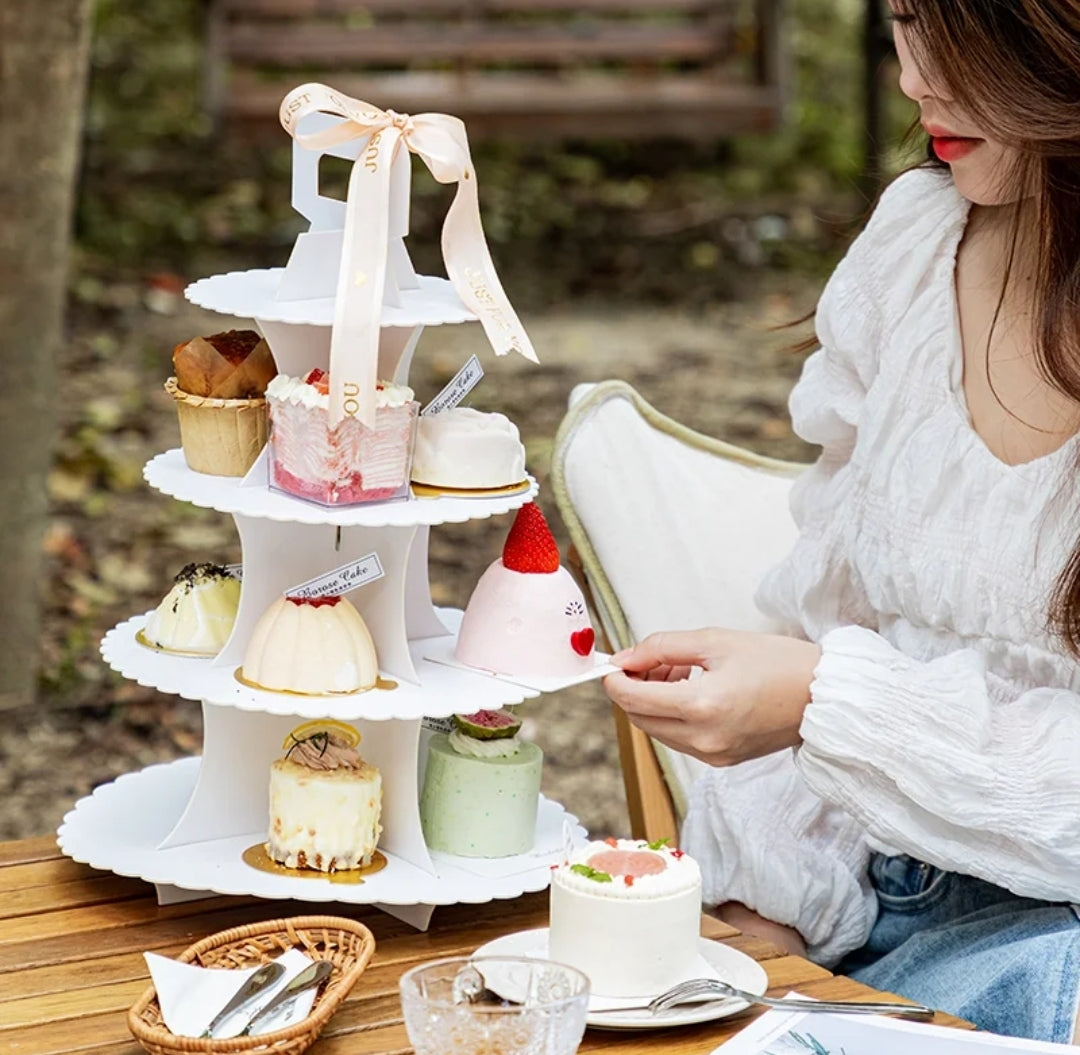High Tea display stand cupcake box dessert table buffet stand outdoor carrying cake storage box