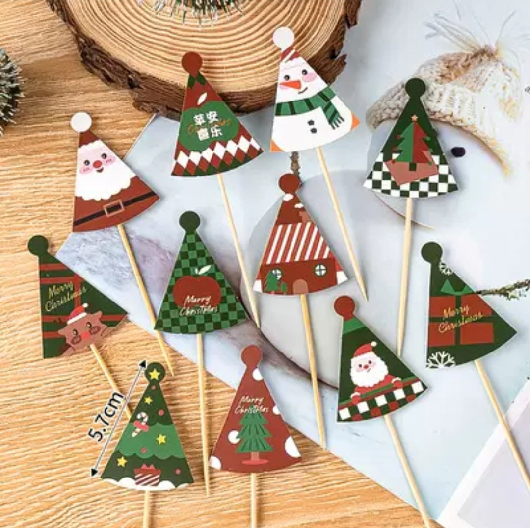 Christmas cake topper xmas tree snowman gingerbread boy cottage house cupcake decoration