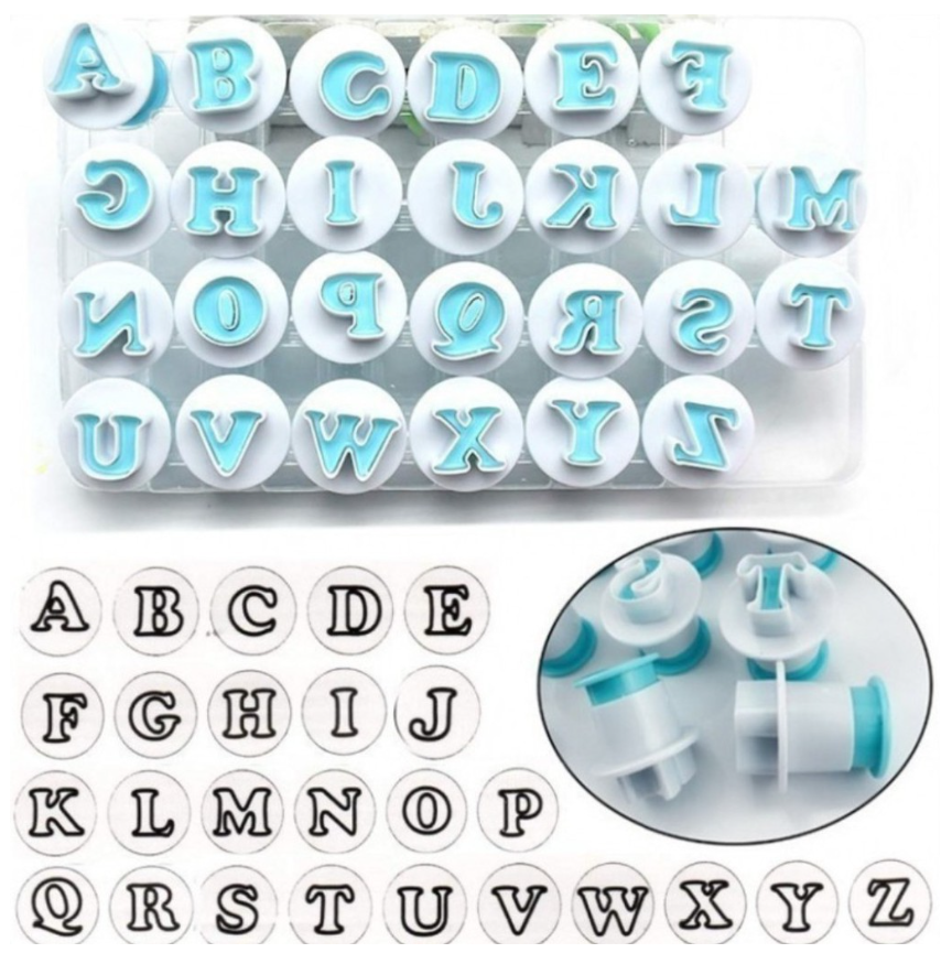 Alphabet plunger cutter set - Uppercase or lowercase set cookie cut-outs