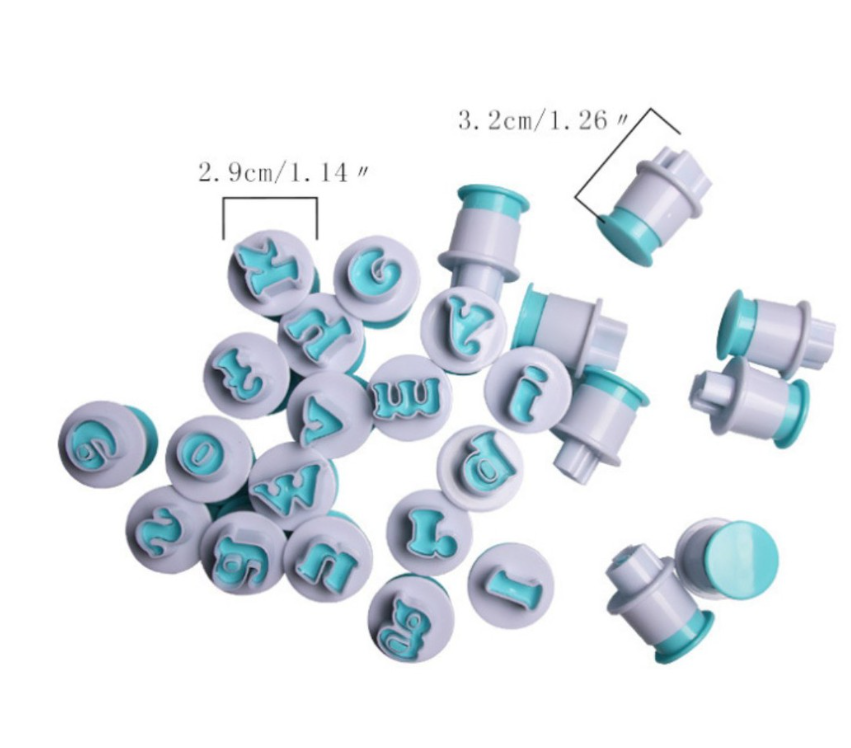 Alphabet plunger cutter set - Uppercase or lowercase set cookie cut-outs