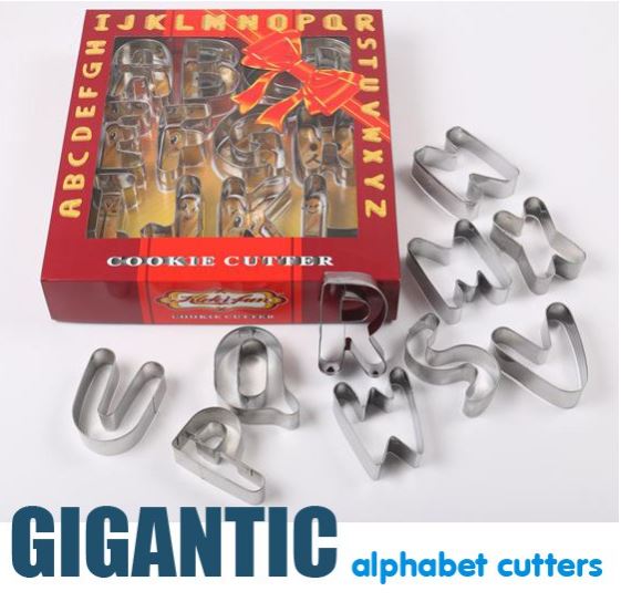 Gigantic large alphabet cutters for cookies or cake decorating 26 big letters cutter set