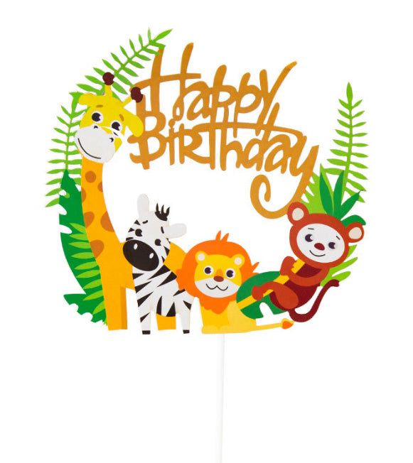 Safari animal figurine cake topper in lion giraffe pig elephant fox panda rabbit cake decoration
