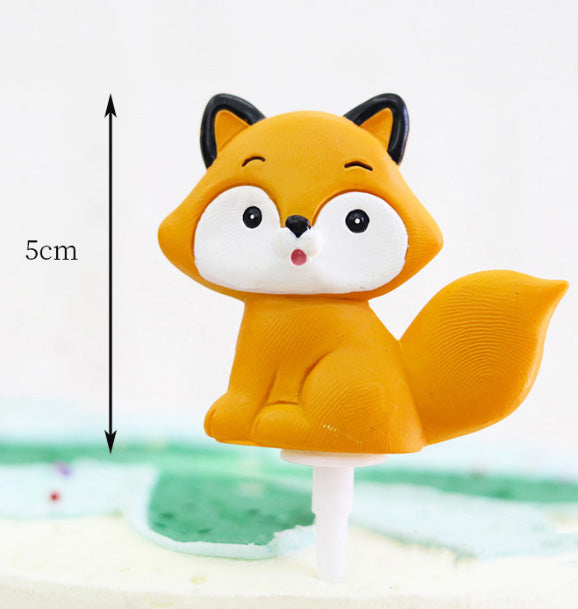 Safari animal figurine cake topper in lion giraffe pig elephant fox panda rabbit cake decoration