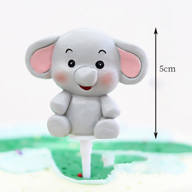 Safari animal figurine cake topper in lion giraffe pig elephant fox panda rabbit cake decoration