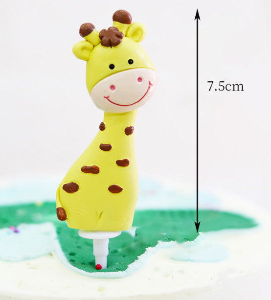 Safari animal figurine cake topper in lion giraffe pig elephant fox panda rabbit cake decoration