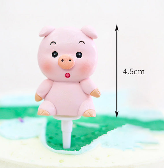 Safari animal figurine cake topper in lion giraffe pig elephant fox panda rabbit cake decoration
